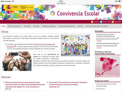 Página del Ministerio de Educación sobre Convivencia Escolar